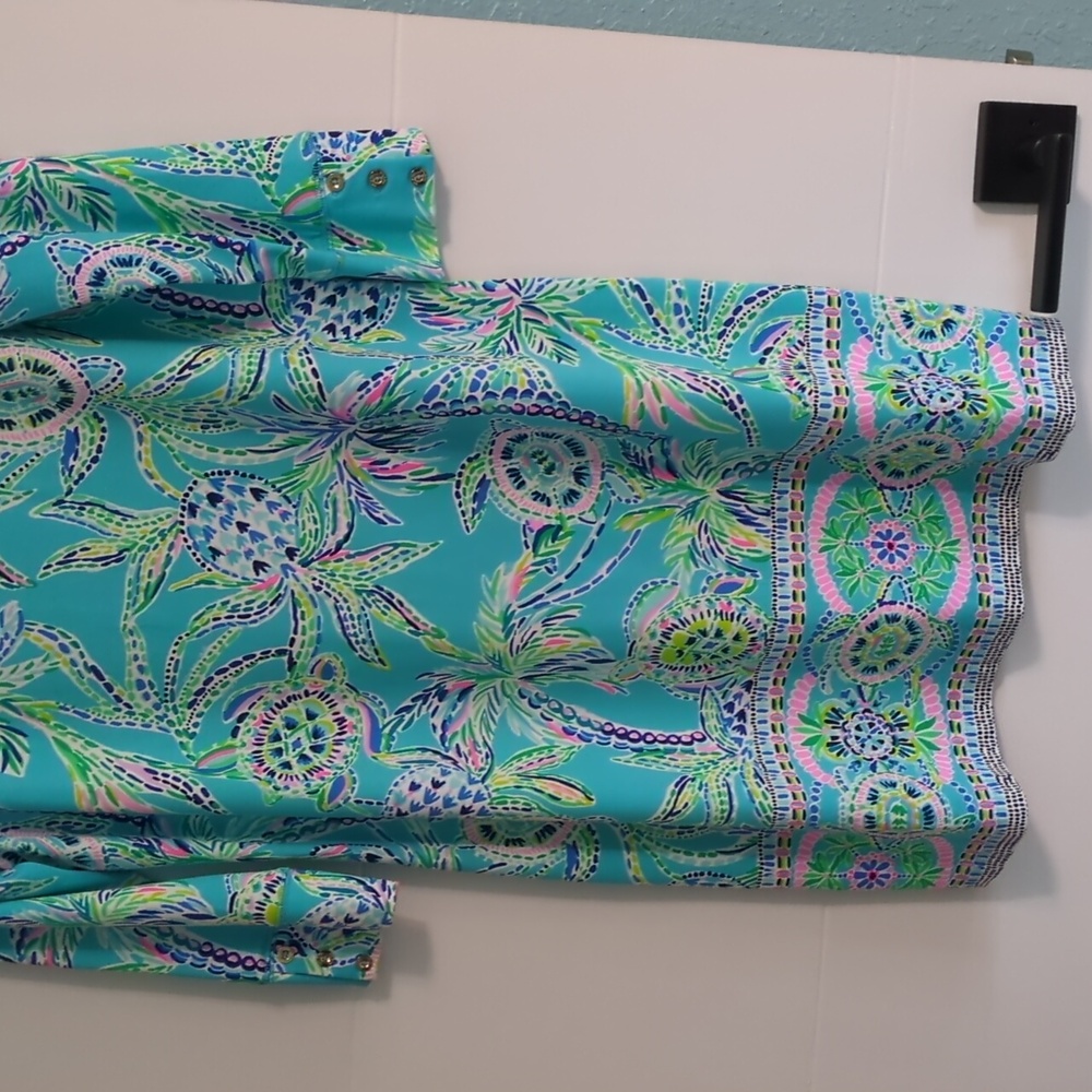 Lilly Pulitzer Turquoise Palm-Print Long Sleeve Dress - Picture 5 of 10